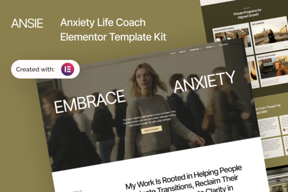 Ansie – Anxiety Life Coach Elementor Template Kit