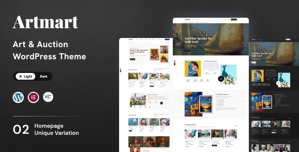 Artmart – Art Gallery  Auctions WordPress Theme