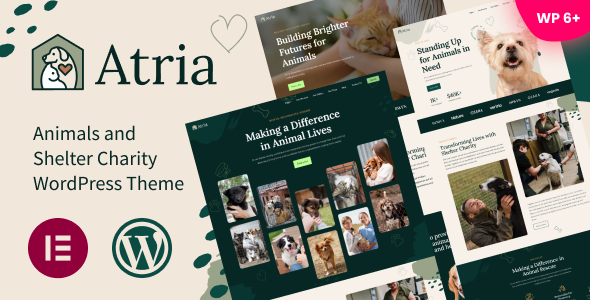 Atria – Animals  Shelter Charity WordPress Theme