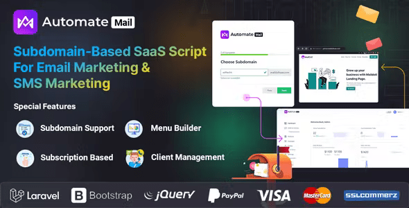 AutomateMail – Subdomain-Based SaaS Script For Email Marketing  SMS Marketing (Multitenancy)