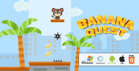 Banana Quest – Platformer Puzzle Game (HTML5 + Android + iOS + PC | Construct 3)
