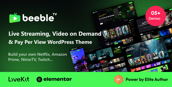 Beeble – Live Streaming, Video on Demand  Pay Per View WordPress Theme