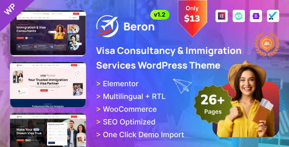 Beron – Visa Consultancy  Immigration Services WordPress Theme