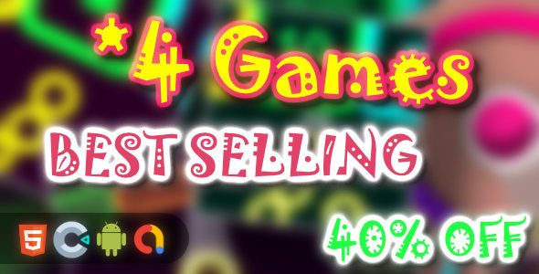 BEST Selling Games Bundle – 4 Games(Html5 + Construct 3 +Mobile)