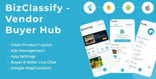 BizClassify – Secure Marketplace  Classifieds Vendor Buyer Hub | Flutter  Firebase
