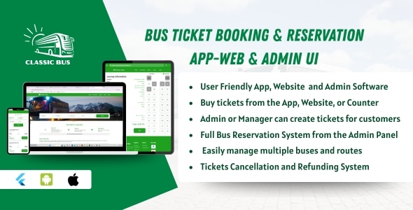 Bus Ticket Booking  Reservation App-Web  Admin Complete UI Template