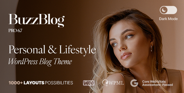 Buzz – Personal  Lifestyle WordPress Blog Theme with Dark Mode