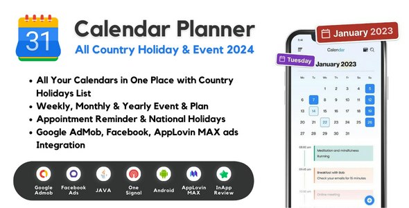 Calendar Planner – All Country Holiday Event 2024