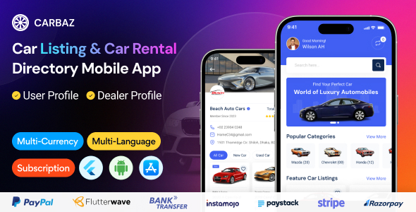 Carbaz – Car listing Car Rental Directory Flutter App