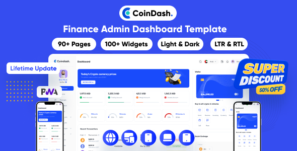 Coindash – Crypto Trading Admin Dashboard | Flutter Admin | Bank | FinPay | Finance | Digital Wallet
