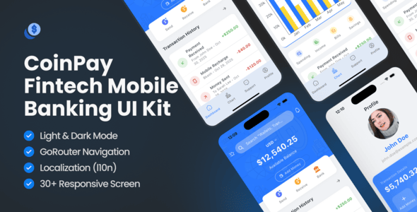 CoinPay – Fintech, Banking  Digital Wallet Mobile App UI Kit