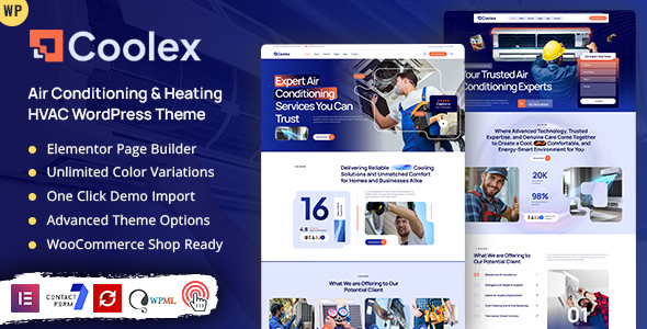 Coolex – Air Conditioning  Heating HVAC WordPress Theme