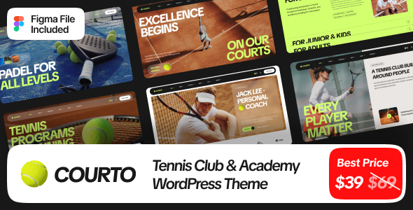 Courto – Tennis Club  Padel WordPress Theme