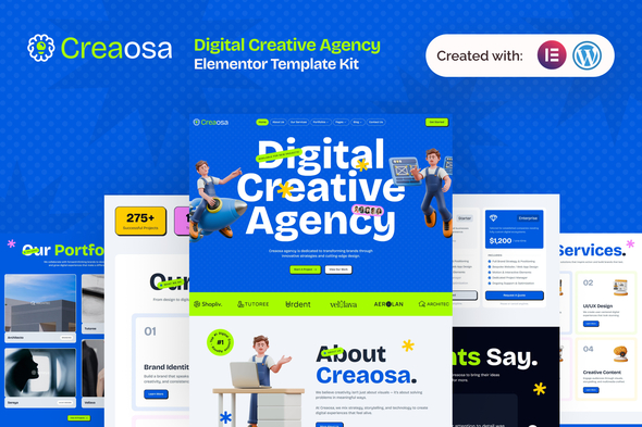 Creaosa – Creative Digital Agency Elementor Template Kit