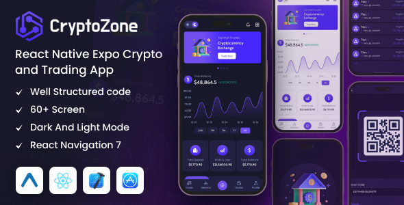 CryptoZone – React Native Expo Cryptocurrency Mobile App Template
