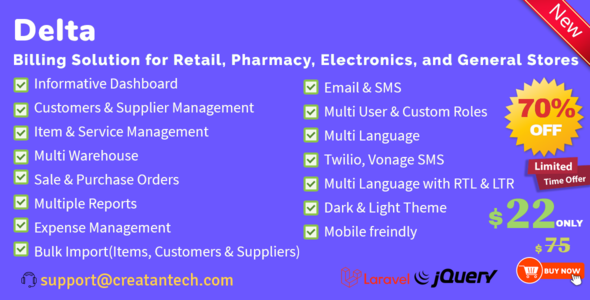 Delta – Invoicing, POS, Billing  Inventory Management System with GST  CRM