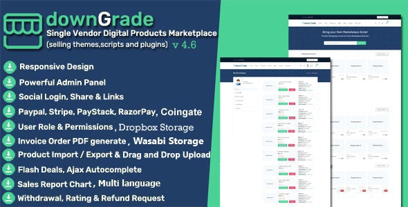 downGrade – Single Vendor Digital Marketplace With Subscription