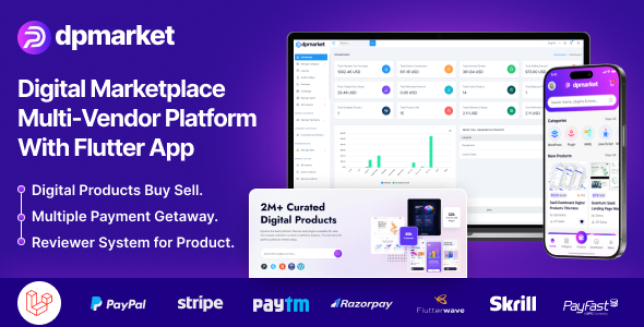 Dpmarket – Digital Marketplace Multi-Vendor Flutter App With Laravel Admin Panel