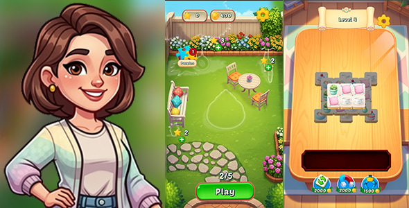 Dreamy Rooms – Tile Adventure HTML5 Game – Puzzle Game – Construct 3