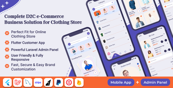 DressyLane – D2C Clothing Store Mobile App with Flutter  Laravel Backend with Admin Panel (Android/