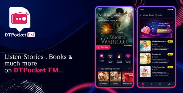 DTPocketFM – Flutter Podcast, Audiobook, Novel  Threads App (Android | iOS | Web) + Admin Panel