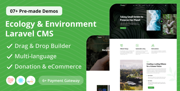 Ecozone – Ecology  Environment Laravel CMS With Live Page Builder