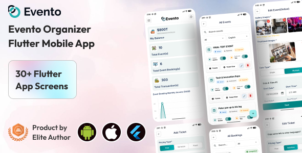 Evento Organizer Mobile App – Multivendor Event Management App for Event Organizers (Flutter)