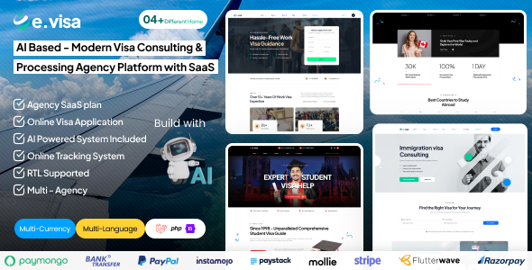 Evisa – AI Based Modern Visa Consulting  Processing Agency Platform with Saas