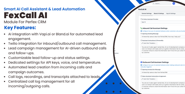 FexCall – Smart AI Call Assistant  Lead Automation Module for Perfex CRM