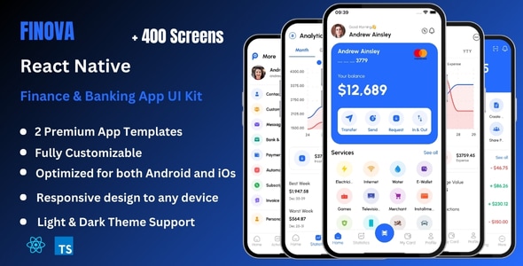 Finova – Finance, Banking,  Online Payment React Native CLI Ui Kit