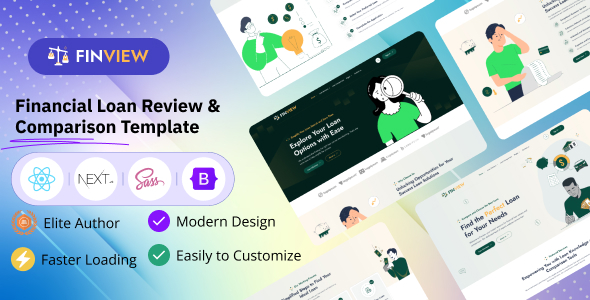 Finview – Financial Loan Review and Comparison Website React NEXT JS Template