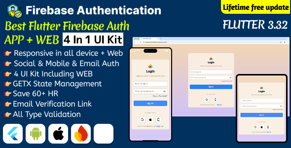 Flutter Firebase 4-in-1 UI Kit Authentication Social Login for Any App  Flutter Web Support (2025)