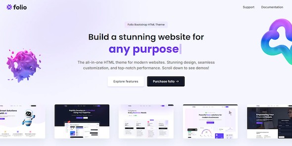 Folio – Multipurpose Bootstrap Theme