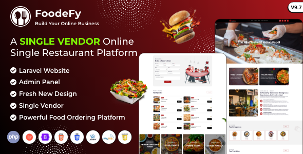 Foodefy – Single Restaurant Online Food Ordering Laravel Website Platform