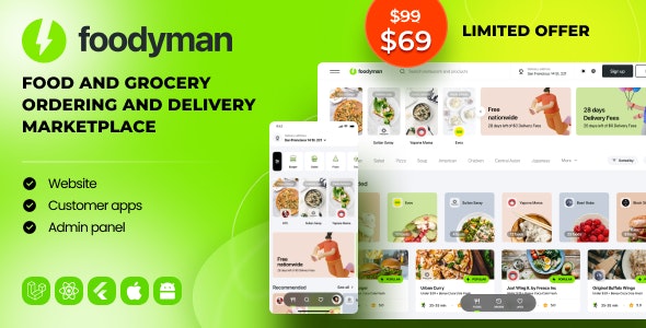 Foodyman – Multi-Restaurant Food Ordering and Delivery Marketplace (Web Customer Apps)