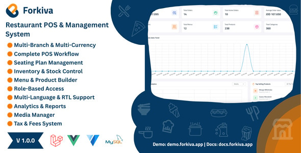 Forkiva – Restaurant POS Management System (Laravel + Vue.js)
