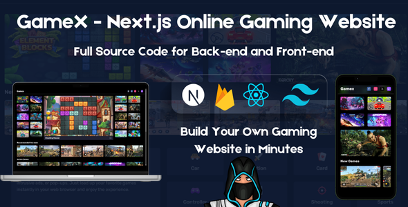 GameX –  React Next.js HTML5 Web Game Site Frontend + Backend