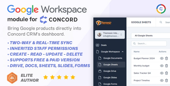 Google Workspace Module for Concord CRM – Google Drive, Sheets, Docs, Forms  Slides