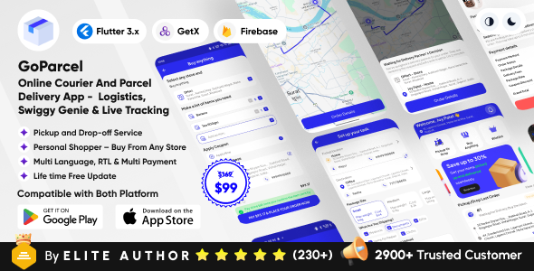 GoParcel – Online Courier  Parcel Delivery App –  Buy Anything from Store Flutter Complete Solution