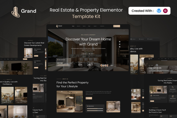 Grand – Real Estate  Property Elementor Template Kit