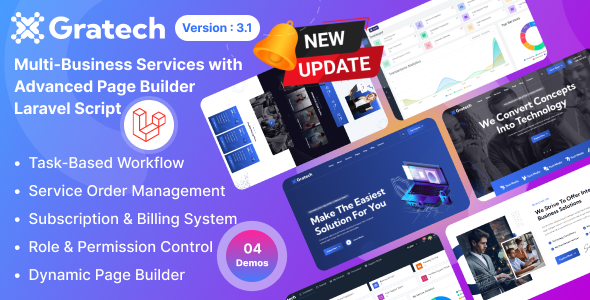 Gratech – Multi-Business Services with Advanced Page Builder  Workflow Tools