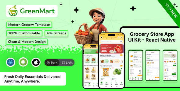 Grocery  eCommerce Mobile App Template (React Native + iOS + Android)