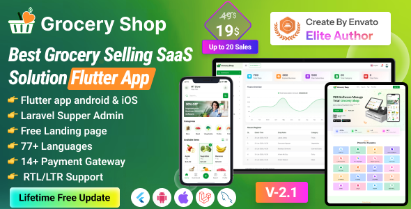 Grocery Shop – Grocery Selling Flutter App with Admin panel  SAAS