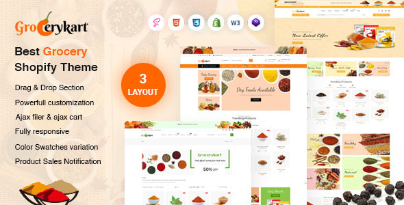 GroceryKart – Vegetable, Organic  Grocery Supermarket Responsive Shopify Theme OS 2.0
