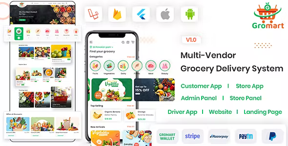 GroMart | Grocery Store App | Grocery Delivery | Multivendor Grocery Flutter App with AI Assistant