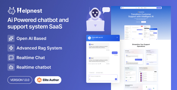 Helpnest – Ai Powered Chatbot And Support Ticketing System Saas