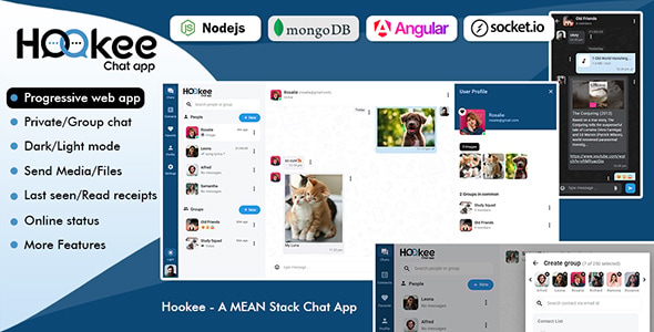 Hookee – PWA Chat App | Angular 19, Node.js, MongoDB  Socket.io Chat App