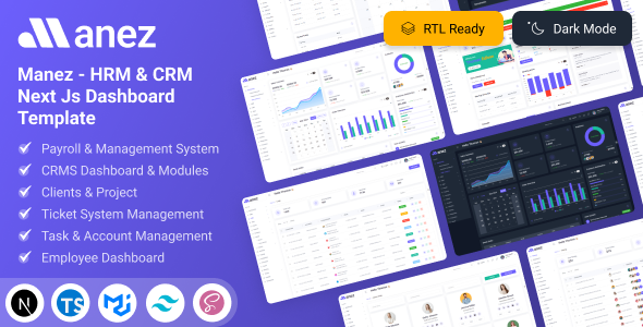 HRM  CRM Next js Dashboard Template | Manez