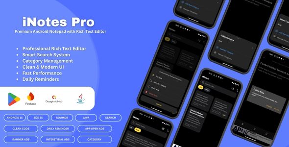 iNotes Pro – Premium Native Android Notepad App with AdMob Ads  Firebase Remote Config