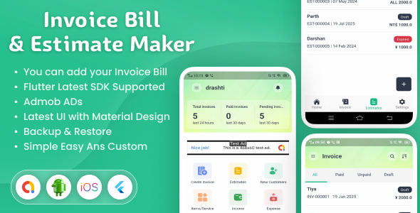 Invoice Bill Generator  Estimate Maker | Flutter App